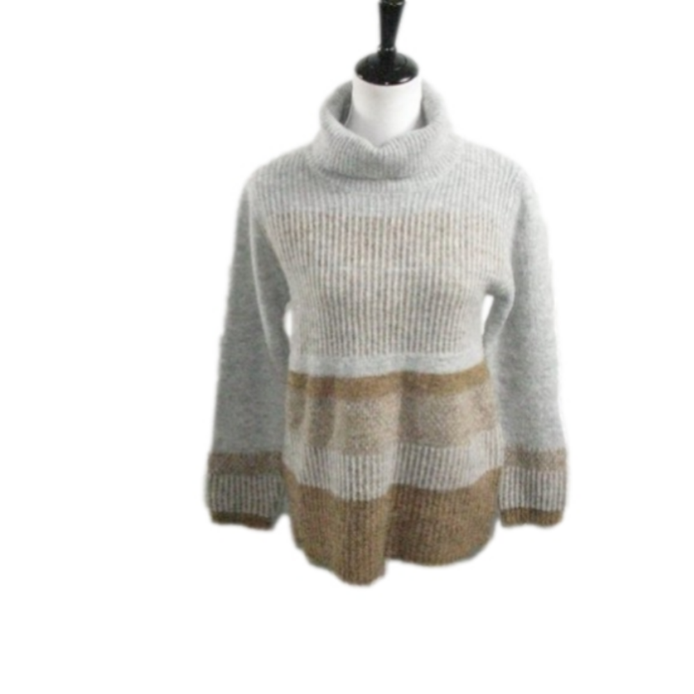 Papa Vancouver Gray/Tan Turtleneck Sweater Size Medium